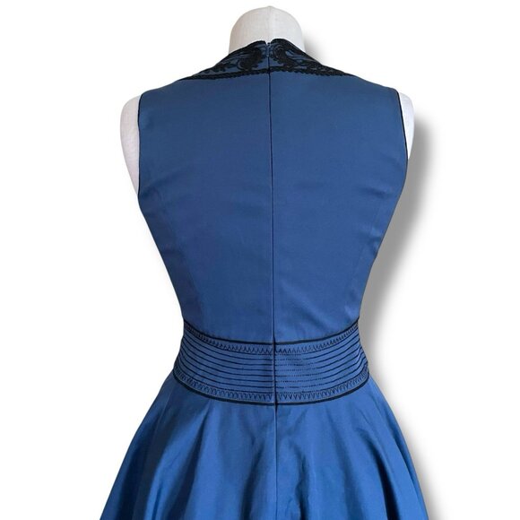 Badgley Mischka Womens Dress Sz 2 Black Black Embroidery Soutache Fit & Flare - Picture 9 of 11